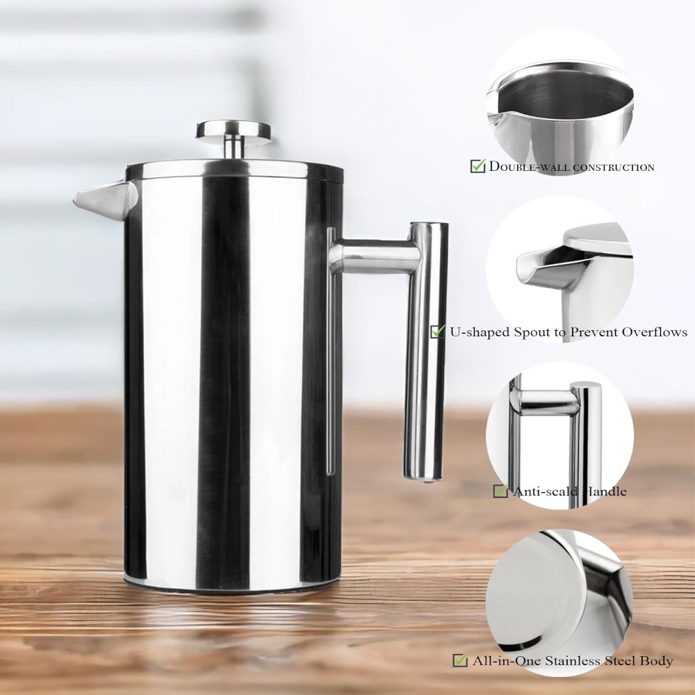 French Press Coffee Maker - Кофеварка French Press, из нержавеющей стали