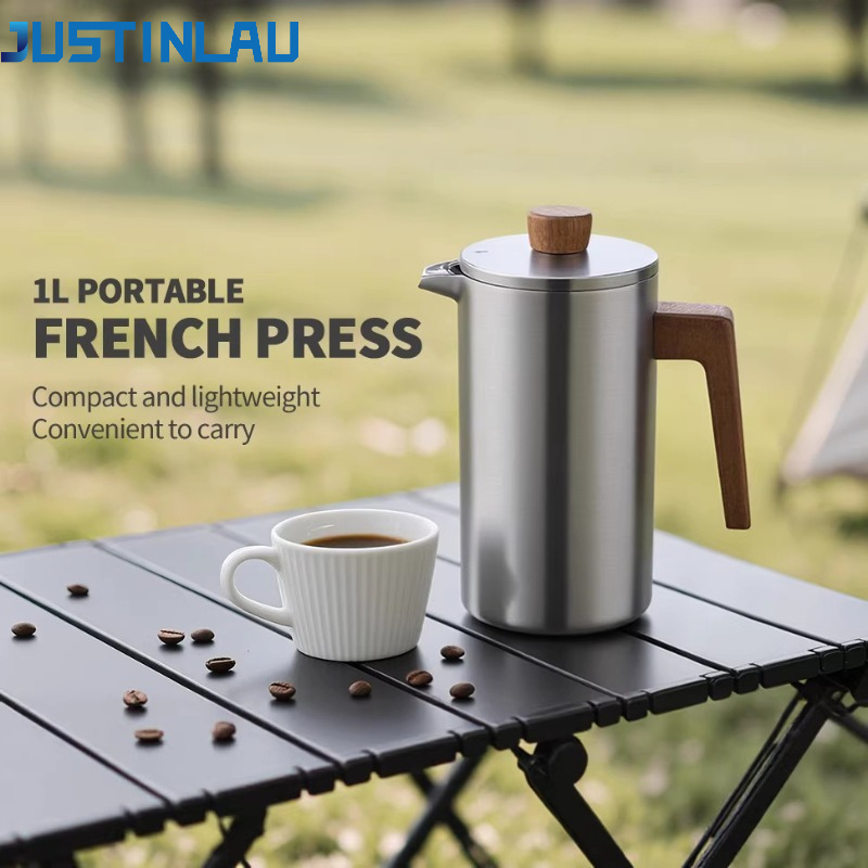 French Press Coffee Maker - Кофейник-френч-пресс JUSTINLAU 1000 мл из нержавеющей