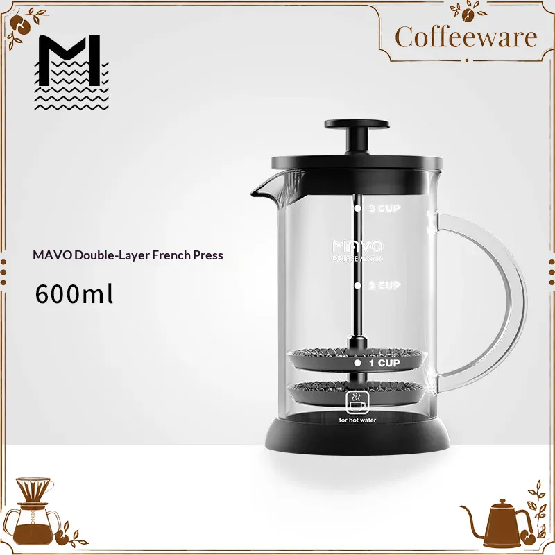French Press Coffee Maker - Кофеварка-френч-пресс MAVO с двойным сетчатым фильтром,