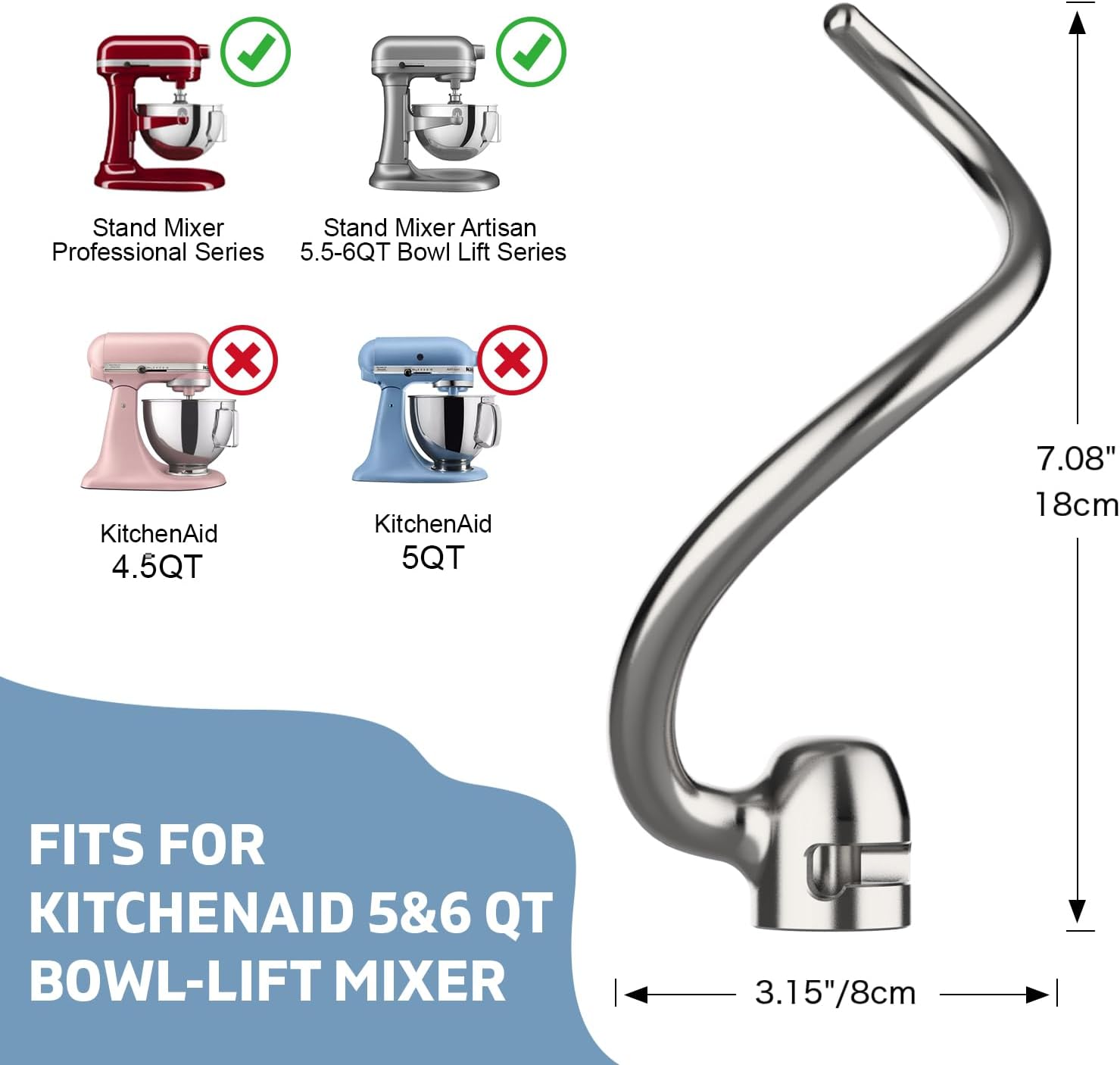 Крючок для теста из нержавеюще – обзор и цена Kitchenaid Mixer Pro 600